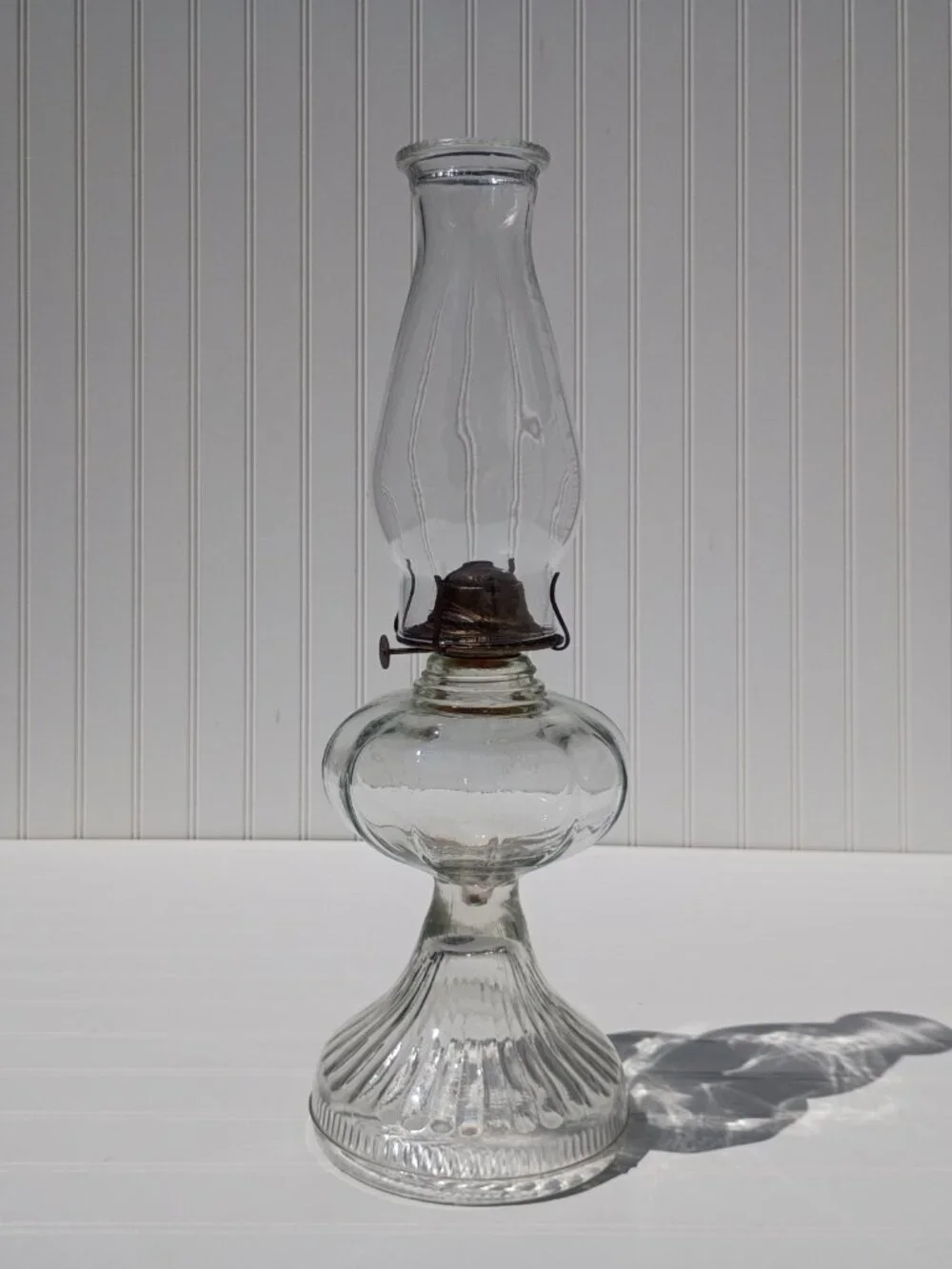Vintage Anchor Hocking Clear Glass Kerosene Oil Lamp 18